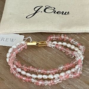 J. Crew Rose Quartz & Pearl Layered Bracelet- NEW